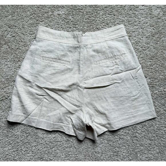 Jason Wu Linen Blend Two-Button High Waisted Pleated Short Beige Women's Size 4 - Picture 6 of 8
